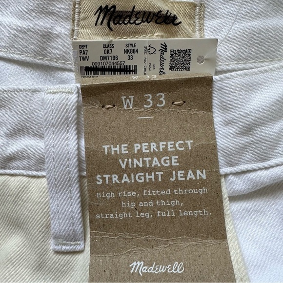 Madewell Jeans The '90s Straight: Two-Tone Workwear Edition White 33 NWT New - Picture 8 of 13